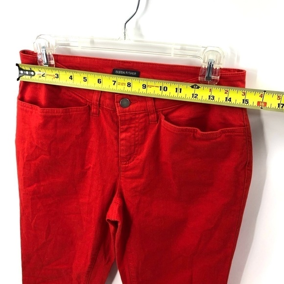Eileen Fisher Ankle Zip Slim Leg Pants Stretch Organic Cotton Blend Lava Red 4 - Picture 8 of 11